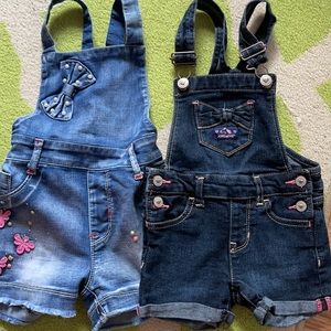 2 pairs of denim shirt overalls size 2t